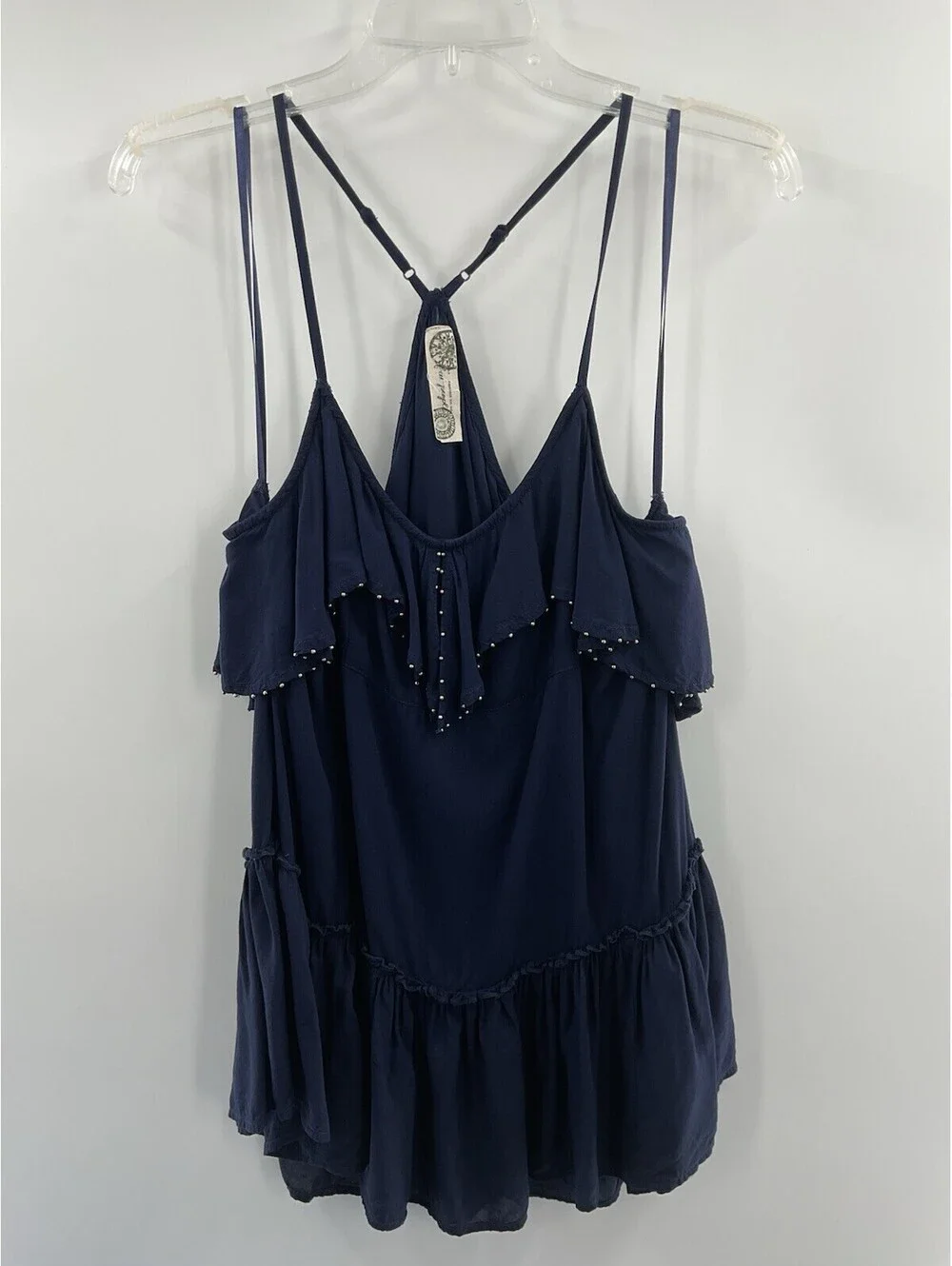 Free people women’s sleeveless blouse Ruffles Beaded (see measurements) 087